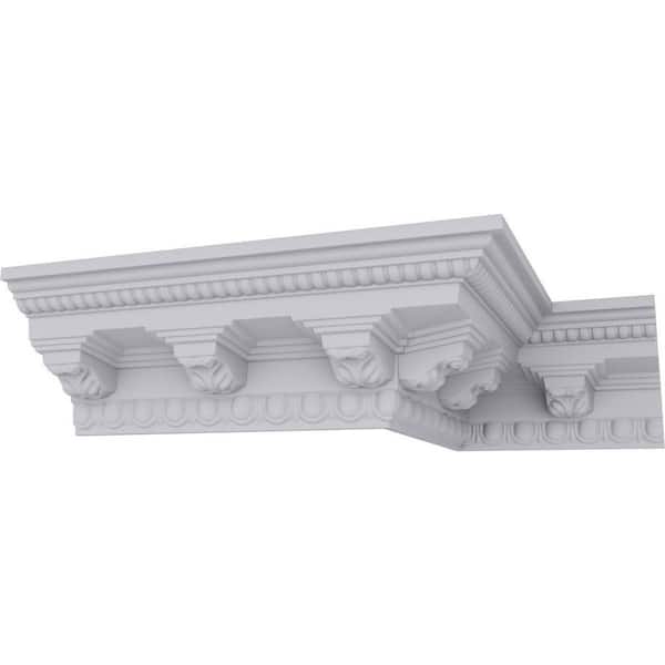 Ekena Millwork 3-7/8 in. H x 3-5/8 in. P x 5-3/8 in. F x 94-1/2 in. L Polyurethane Attica Crown Moulding (12-Pack)