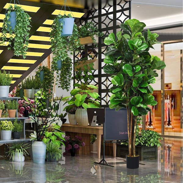 6 Ft Artificial Tree Plant Ficus Silk Realistic Green Leaves Indoor Home Decor 