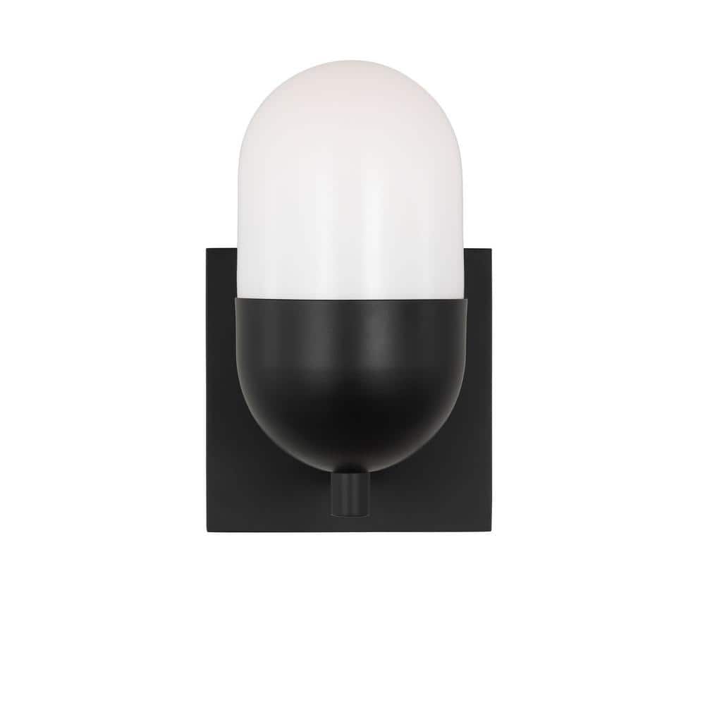 Midnight Black Milk Glass Wall Sconce Light