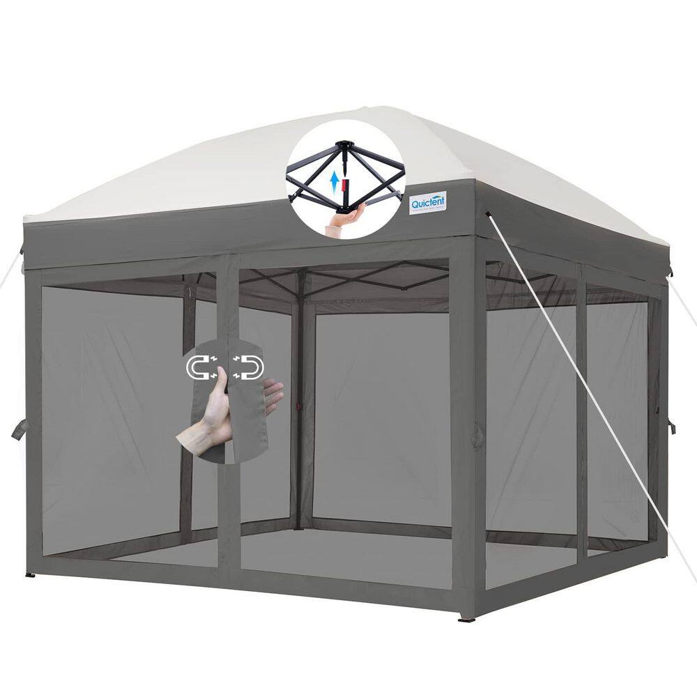 Outdoor 10 ft. x 10 ft. Gray Pop Up Canopy Tent with Netting, 2-Magnetic Doors, Waterproof for Outdoor or Camping price history on PriceWatchPro