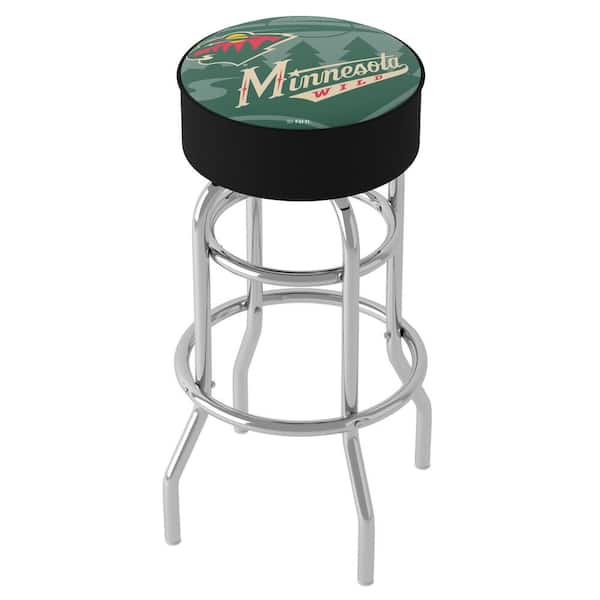 Unbranded Minnesota Wild Watermark 31 in. Green Backless Metal Bar Stool with Vinyl Seat