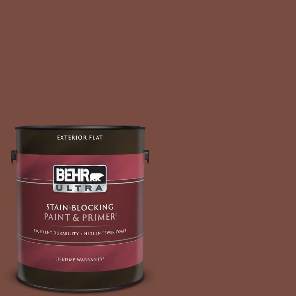 Behr Ultra 1 Gal S170 7 Dark Cherry Mocha Flat Exterior Paint Primer 485301 The Home Depot