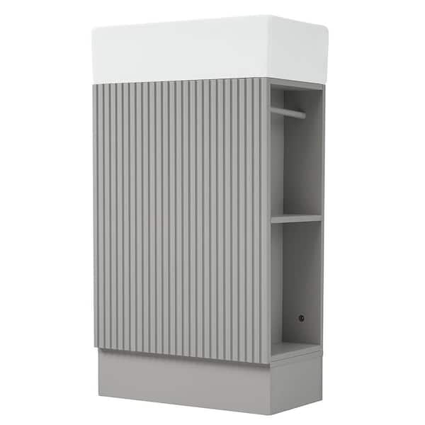 Tatayosi 18.6 in. Bathroom Vanity with Sink, Storage Cabinet, Two-tier Shelf on Left and Right Sides, Grey