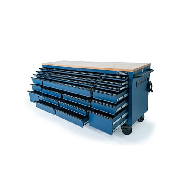 Tool Storage Heavy Duty 84 in. W Matte Blue Mobile Workbench Cabinet Tool Storage Heavy Duty 84 in. W Matte Blue Mobile Workbench Cabinet