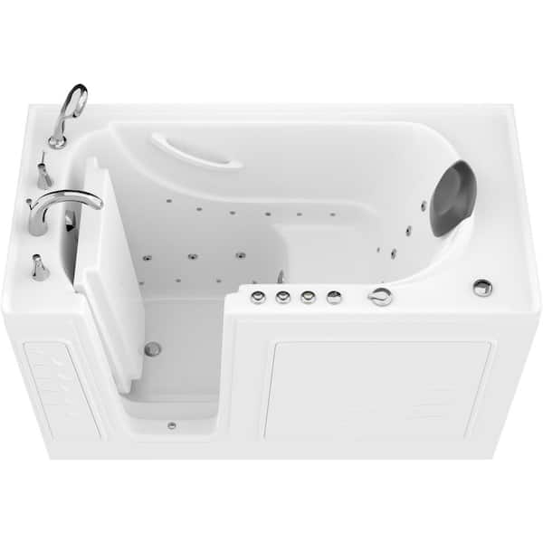 WTHDX Series 59 in. x 30 in. Left Drain Walk-In Whirlpool and Air Jetted Bathtub in White with Quick Fill Faucet