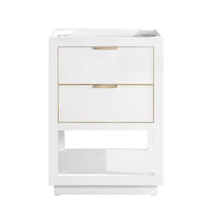 Allie 24 in. Bath Vanity Cabinet Only in White with Gold Trim