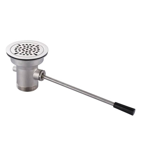 IVIGA 3-1/2 in. Sink Opening Waste Drain Valve Brass Commercial Kitchen Sink Drain With Lever Handle Without Overflow Outlet