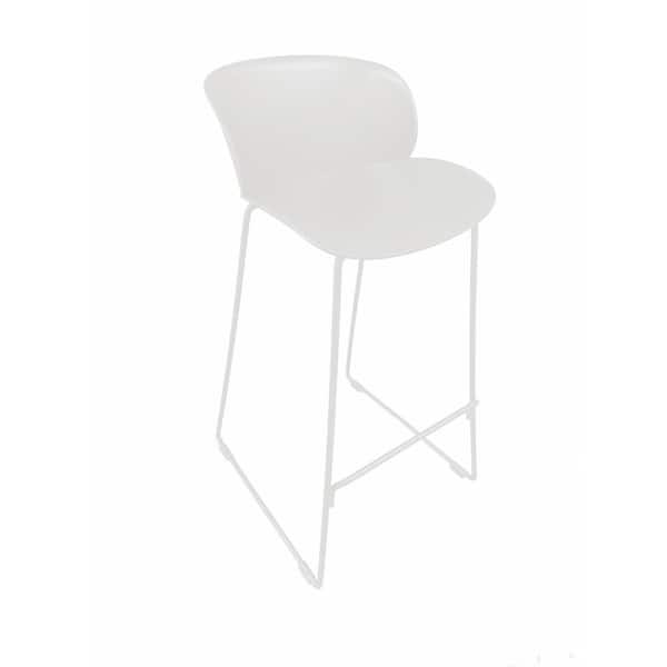 Benjara 29.5 in. White Low Back Metal Bar Stool with Plastic Seat (Set of 2)