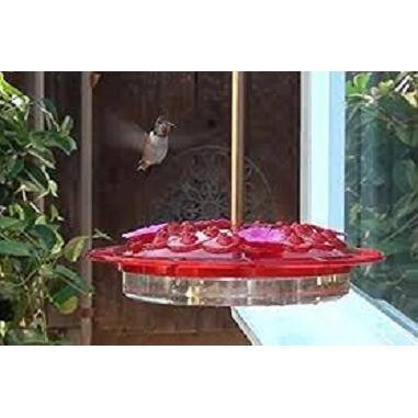 14" Red and Yellow Plastic Hanging Hummingbird Feeder