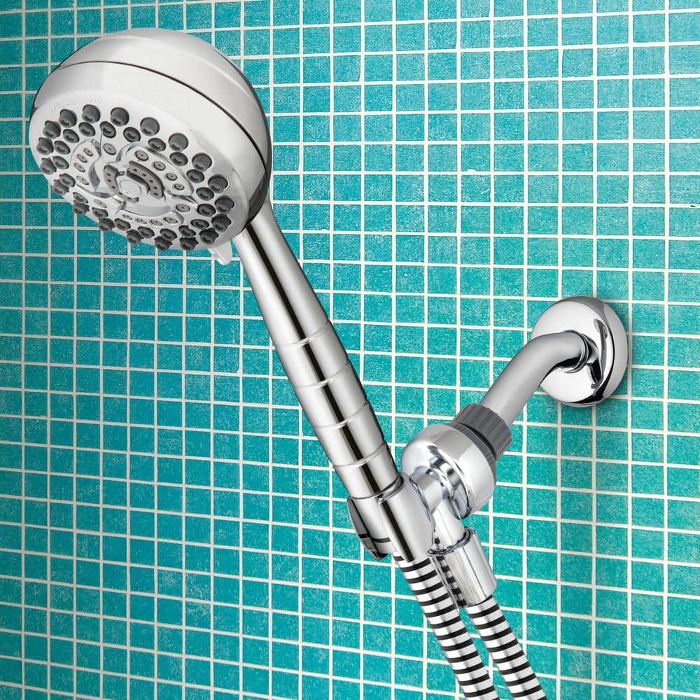 Chrome Handheld Wall Mounted Shower Head with Pulse Massage