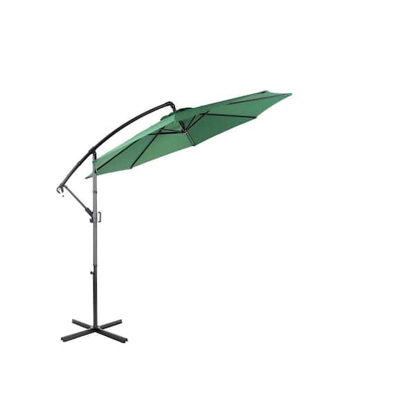 Sudzendf 10 ft. Steel Crank Patio Umbrella in Dark Green with Easy Tilt Adjustment, Polyester Shade, 8 Ribs (No Base)