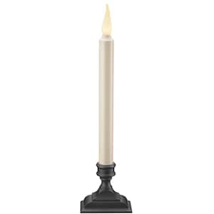 12.5 in. White Battery Operated LED Taper Candle with Warm 3D Flame
