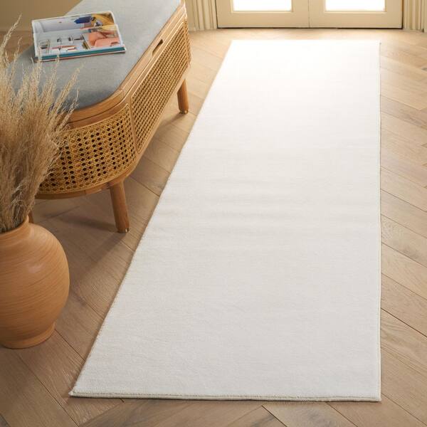 Loft Ivory 2 ft. x 6 ft. Machine Washable Modern Solid Runner Rug