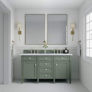 Brittany 60.0 in. W x 23.5 in. D x 33.8 in. H Bathroom Vanity in Smokey Celadon with Carrara Marble Marble Top