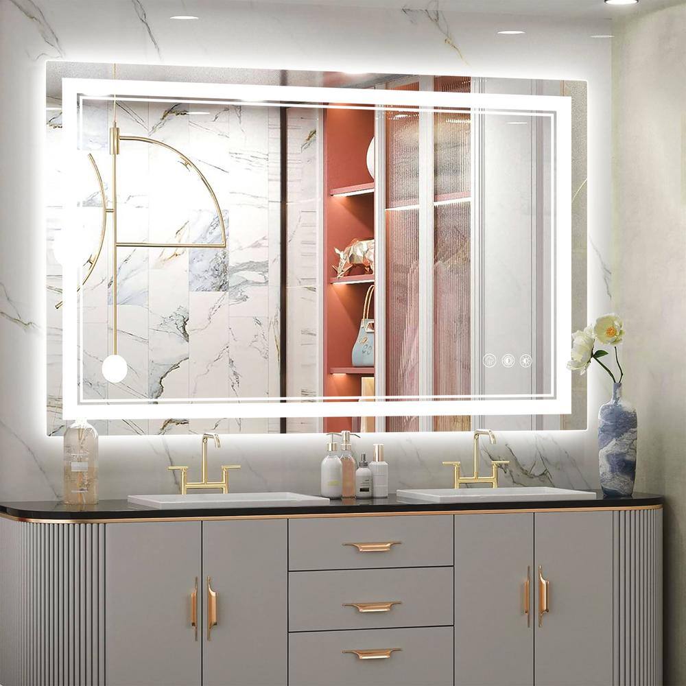 40 in. W x 28 in. H Rectangular Wall Mount Frameless Led Bathroom Vanity Mi
