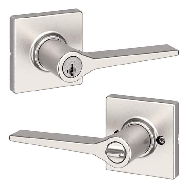 Kwikset Hollis Satin Nickel Keyed Entry Door Lever Featuring SmartKey Security