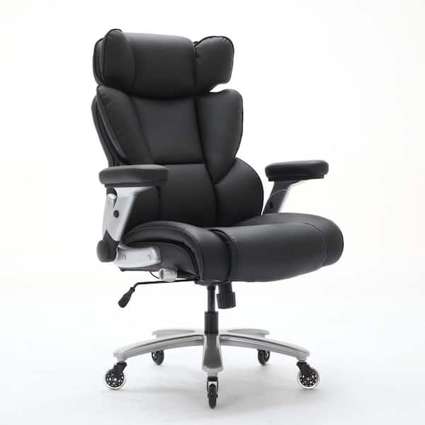 Leather Office Chair Executive Chairs High Back Boss Chair 120° Reclining Computer Chair with Flip-up Armrest in Black