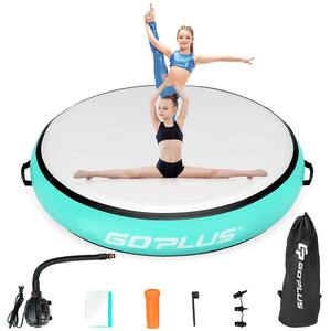 40'' Inflatable Round Gymnastic Mat Tumbling Floor Mat W/Electric Pump Green