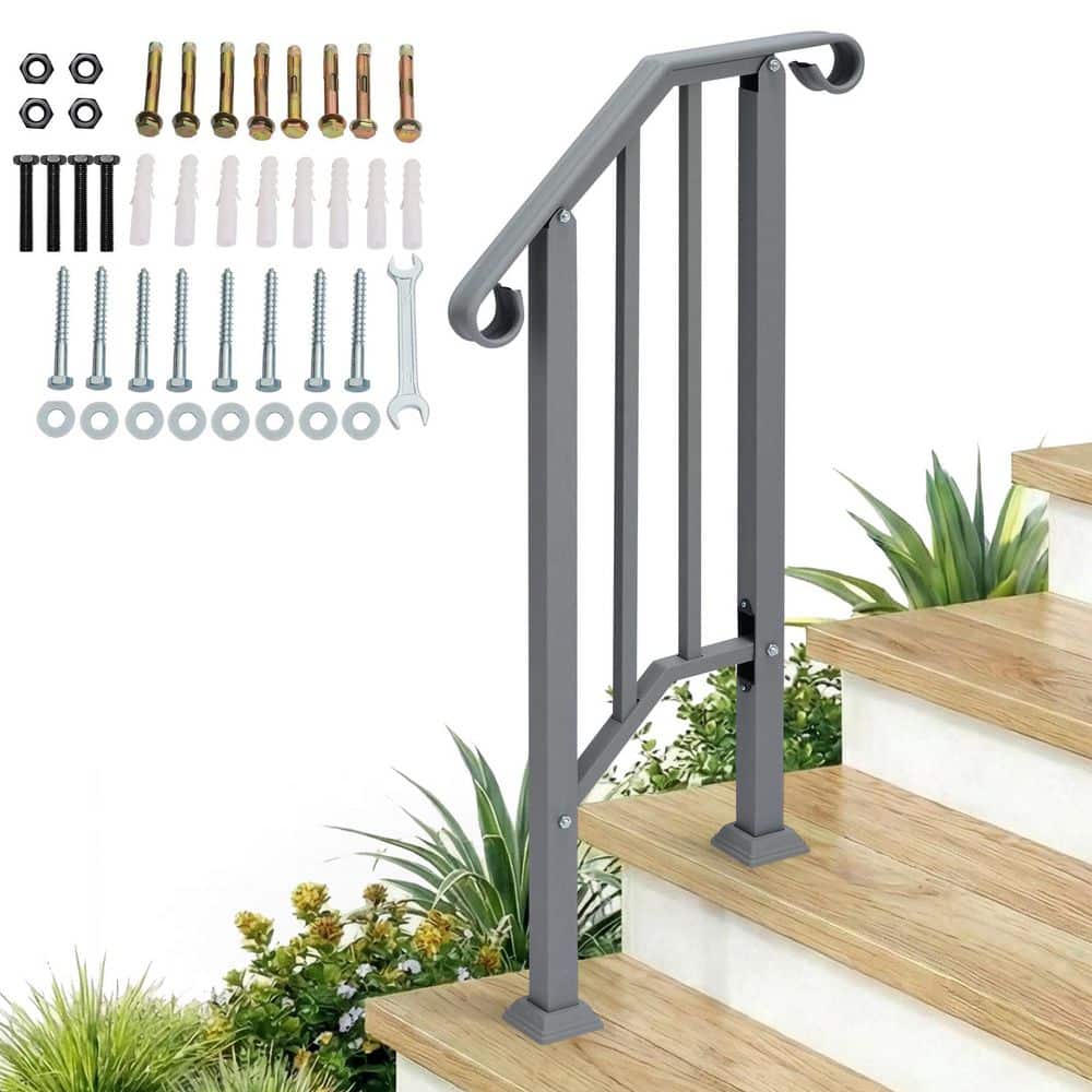 44 in. x 23 in. Silver Iron Stair Hand Rail Kit Handrails for Outdoor Steps price history on PriceWatchPro