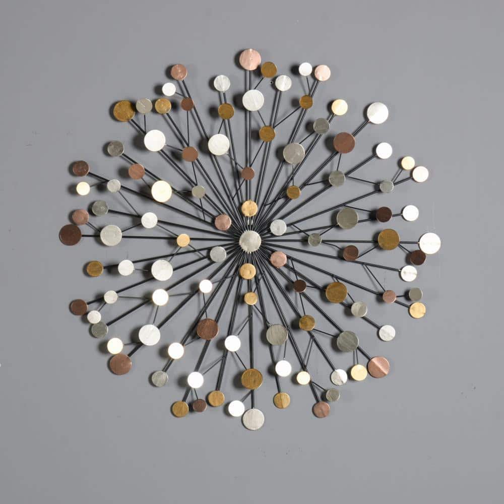 Mid-Century Modern Multicolor Iron Starburst Wall Sculpture