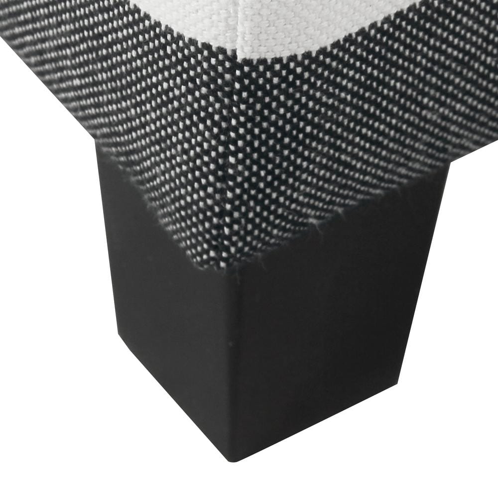 Black Plaid Square Storage Ottoman with Lift-Off Top