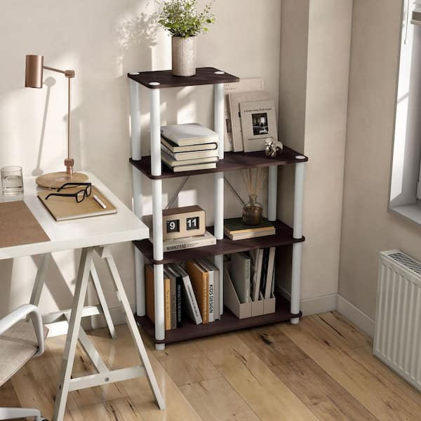 Quincy 44.2 in. Tall Espresso Engineered Wood 7-Shelf Modular Bookcase with Support Rods