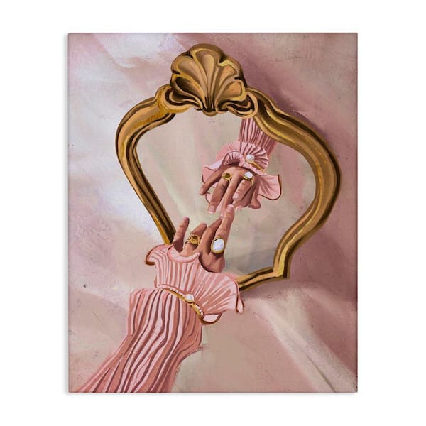 Stupell Industries Chic Hand Mirror Reflection by Svetlana Aleynikova Unframed People Graphic Art Print 40 in. x 30 in.