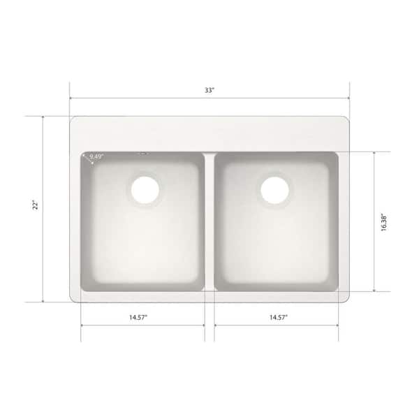 CHESHIRE 33 in. Drop-in/Undermount Double Bowl 50/50 Quartz