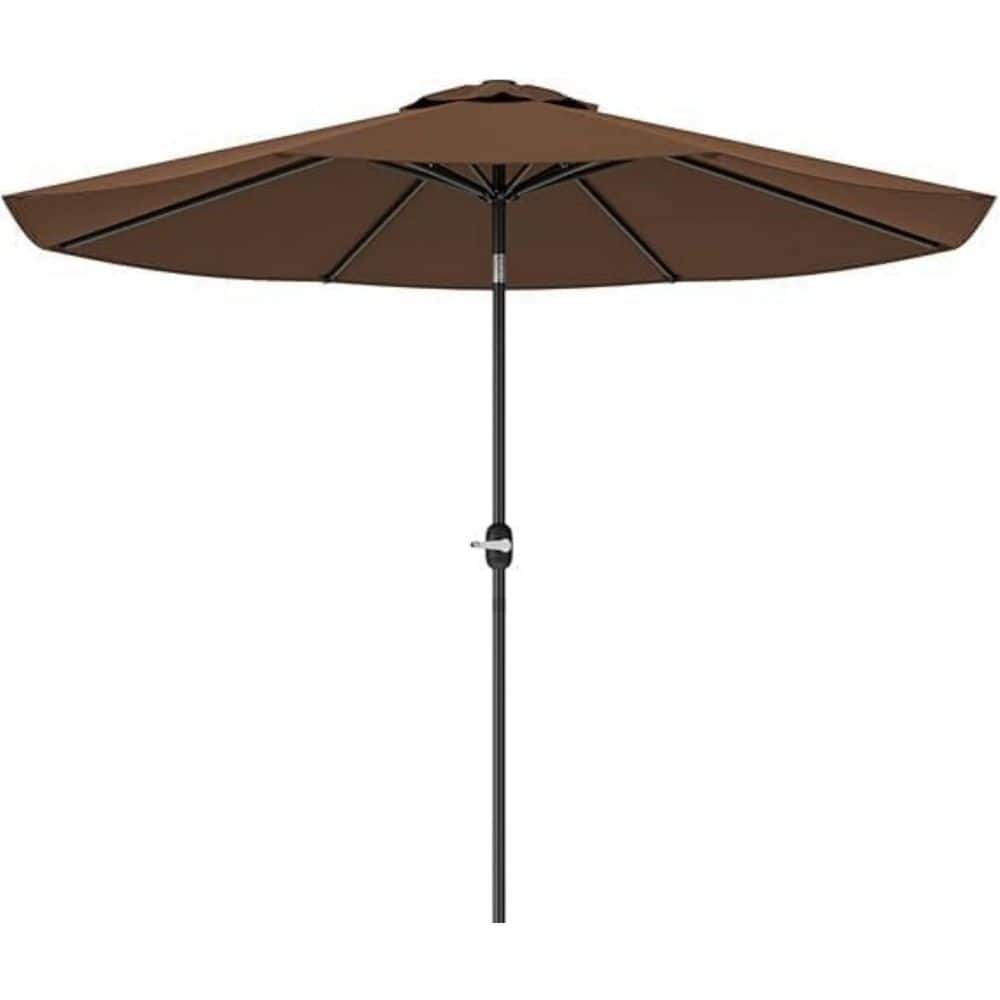 9 ft. Patio Umbrella with Push Button Tilt and Crank, Outdoor Table Umbrella with 8-Sturdy Ribs, in Brown price history on PriceWatchPro