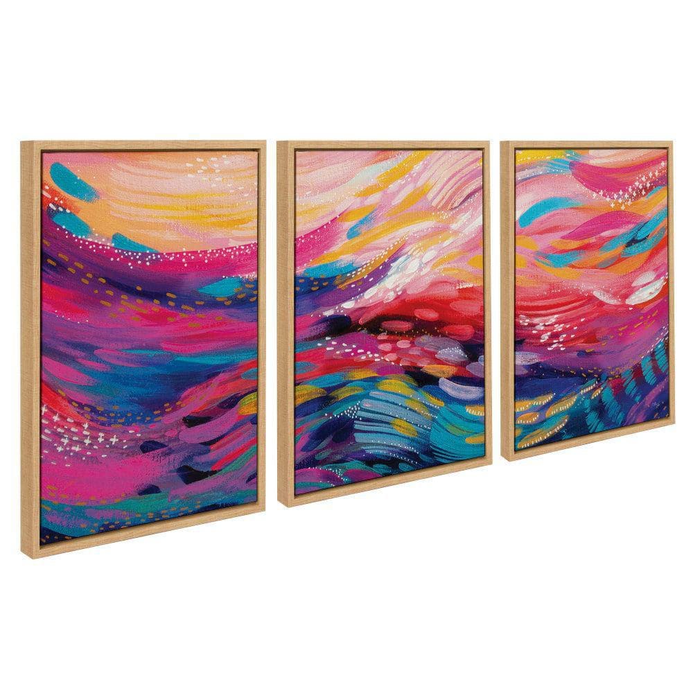 Colorful Abstract Brush Strokes Framed Canvas Wall Art Set, 18x24