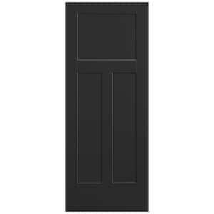 32 in. x 80 in. 3-Panel Winslow Single Bore Hollow Core Jet Black Molded Composite Interior Door Slab