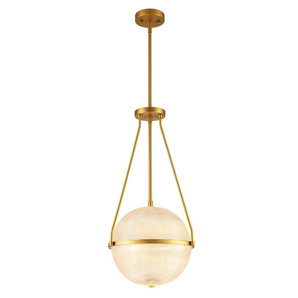 Apsel 3-Light 13.78 in. W Gold Mid-Century Modern Grid Glass Globe Bubble Pendant Light Textured Glass Ceiling Light price history on PriceWatchPro