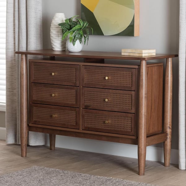 Alyssa Walnut Brown 6-Drawer 47.2 in. Dresser