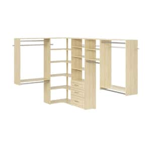 Modern Raised Ultimate 84 in. W - 115 in. W Harvest Grain Corner Wood Closet System