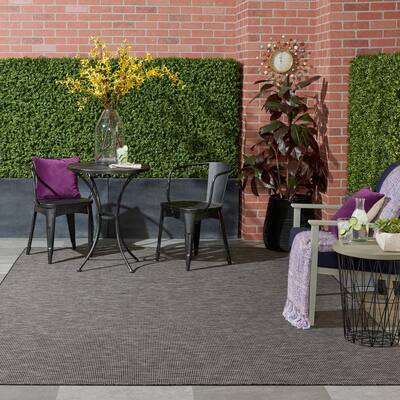 Positano Charcoal 8 ft. x 10 ft. Solid Modern Indoor/Outdoor Area Rug