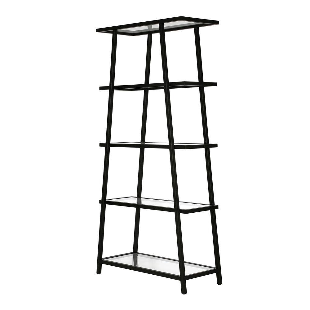 Modern 70'' Blackened Bronze Angled 4-Tier Bookcase