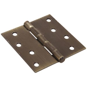 Hillman Hardware Essentials 851801 Residential Square Corner Door Hinges with Removable Pin Antique Brass 3 