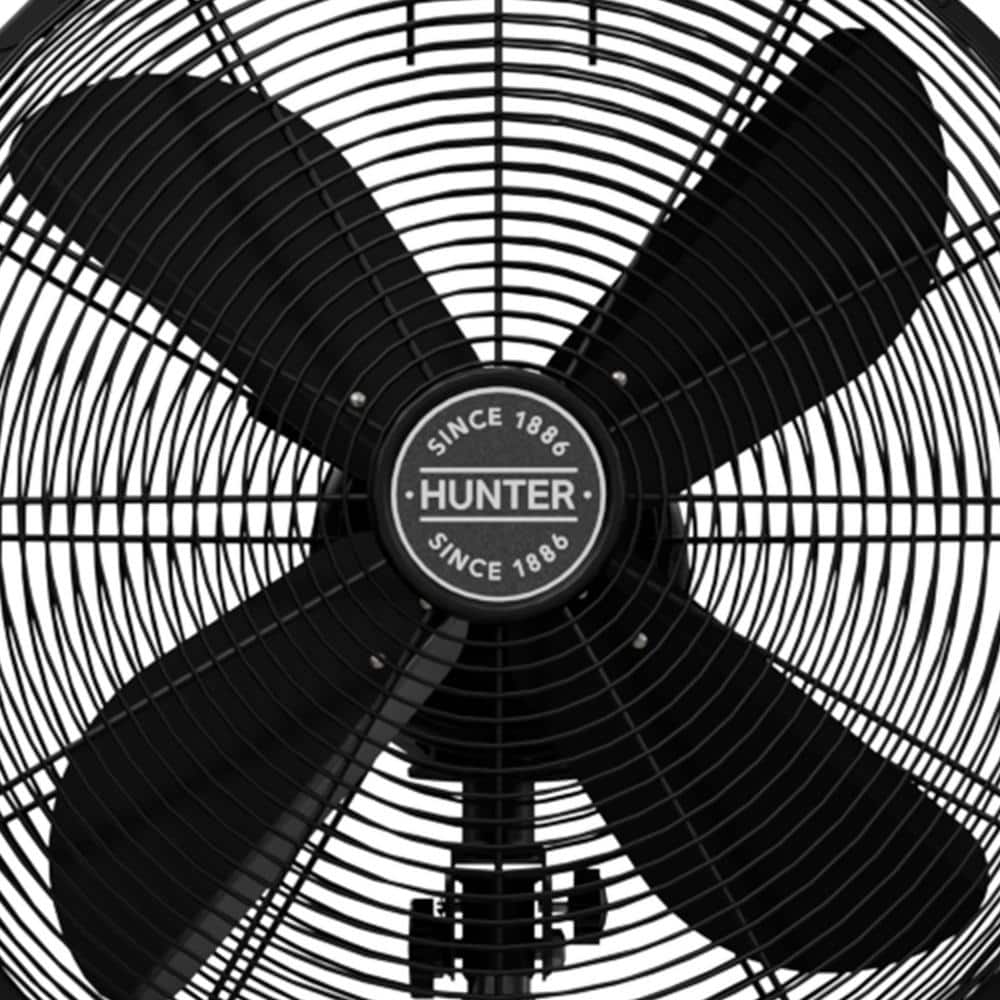 Hunter Matte Black 48" Oscillating Pedestal Fan with Adjustable Height