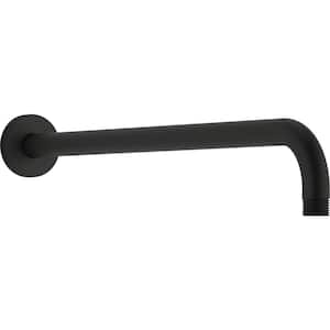 Statement 19 in. Wall-Mount Single-Function Rain Head Shower Arm and Flange in Matte Black