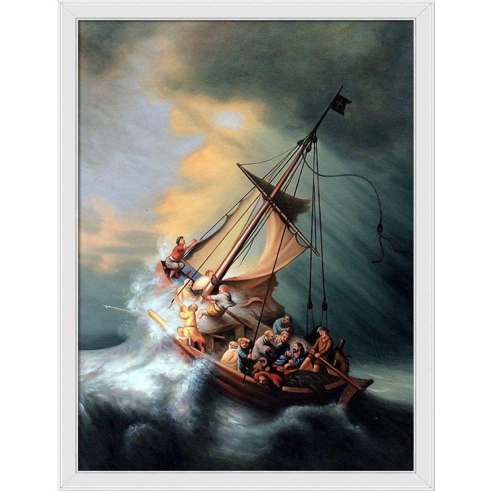 sailing ship painting storm