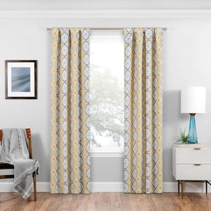 Morrow Gold Ikat Pattern Polyester 37 in. W x 63 in. L Blackout Single Rod Pocket Curtain Panel