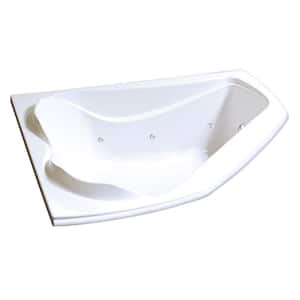 Cocoon 5 ft. Acrylic End Drain Corner Drop-in Whirlpool Bathtub with Hydrosens in White