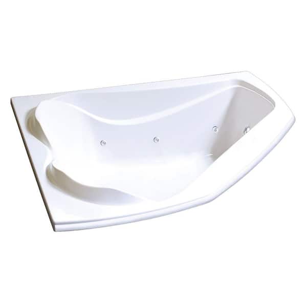 MAAX Cocoon 5 ft. Acrylic End Drain Corner Drop-in Whirlpool Bathtub with Hydrosens in White