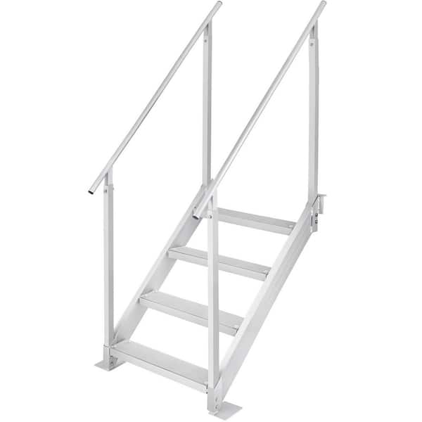 Retractable Dock Ladder 4-Steps 3.1 in. Wide Standard Adjustable Swim Ladder Aluminum 500 Lbs Load, Dock Ladder