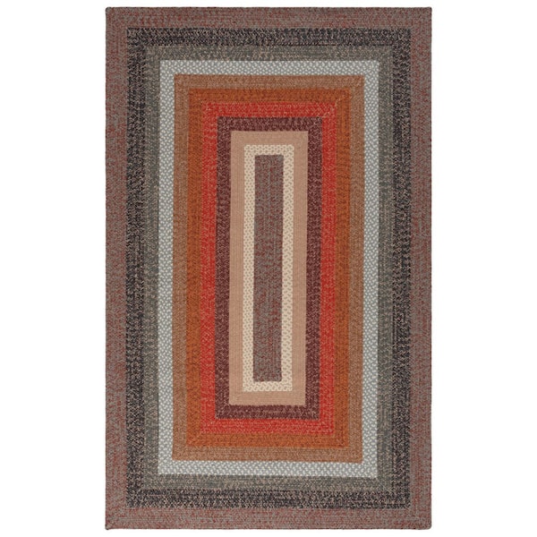 SAFAVIEH Braided Brown/Rust  5 ft. x 8 ft. Machine Washable Multicolor Striped Area Rug