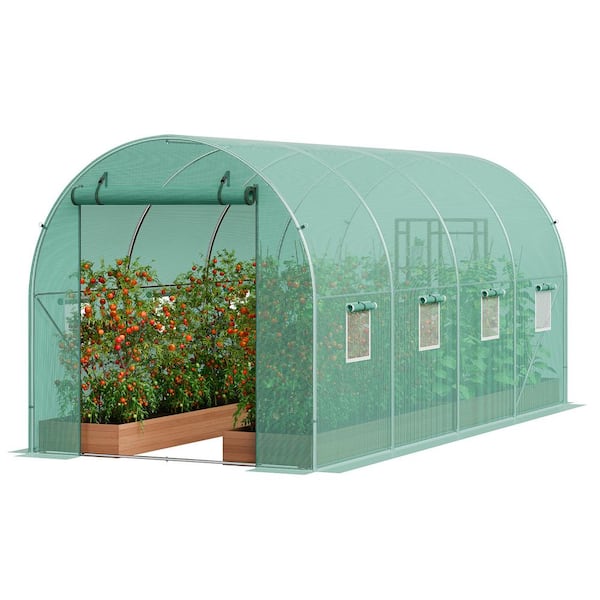Walk-in Tunnel Greenhouse, 14. 6x6. 4x6. 3 ft. Hoop House Greenhouse Tunnel, with Galvanized Steel Frame, Green PE Cover