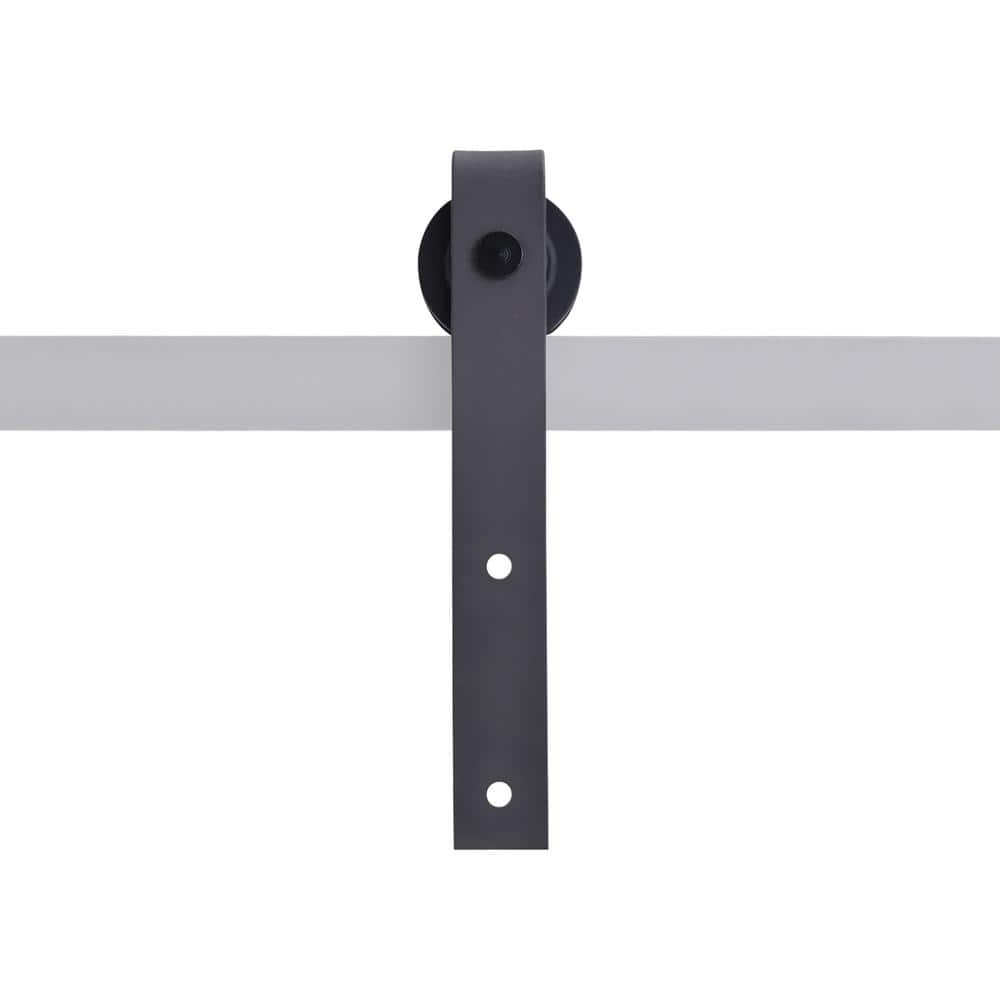 72 in. Black Steel Barn Door Sliding Track and Hardware Set