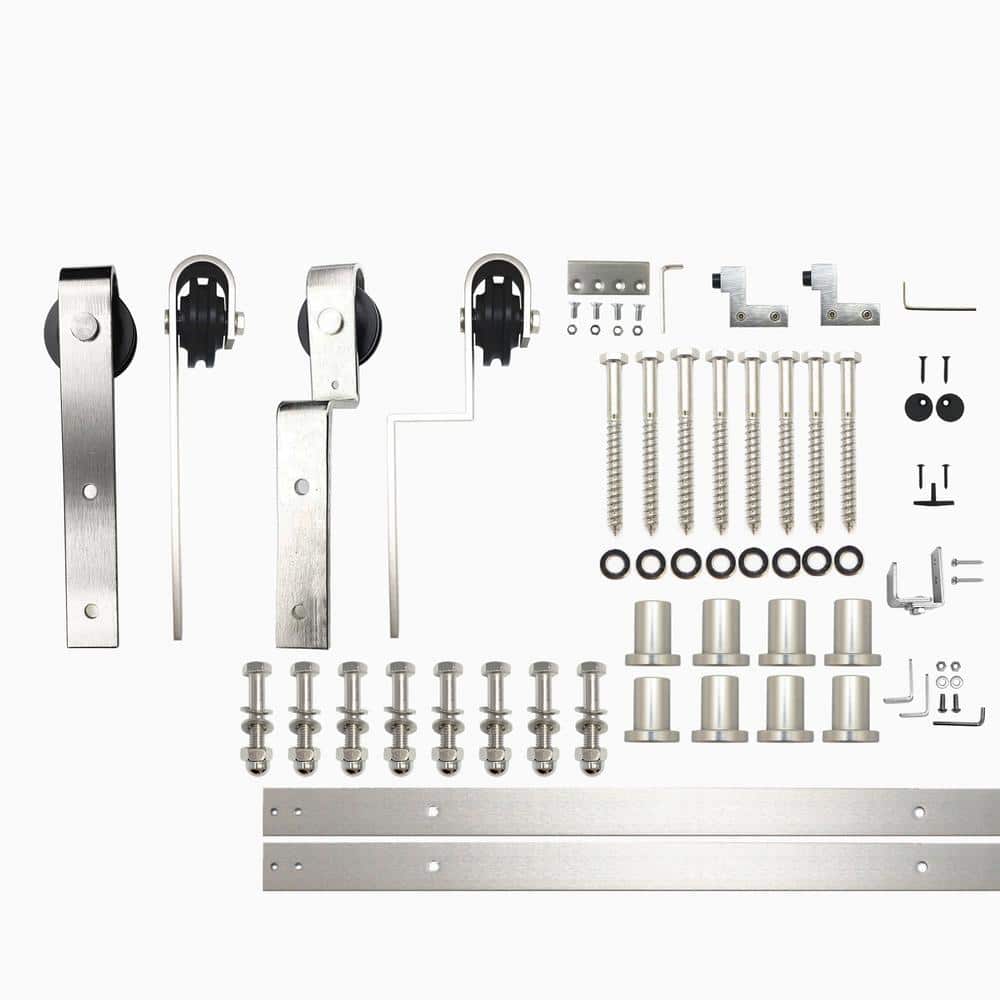 10 ft./120 in. Brushed Nickel Single Track Bypass Sliding Barn Door Track and Hardware Kit for Double Doors price history on PriceWatchPro