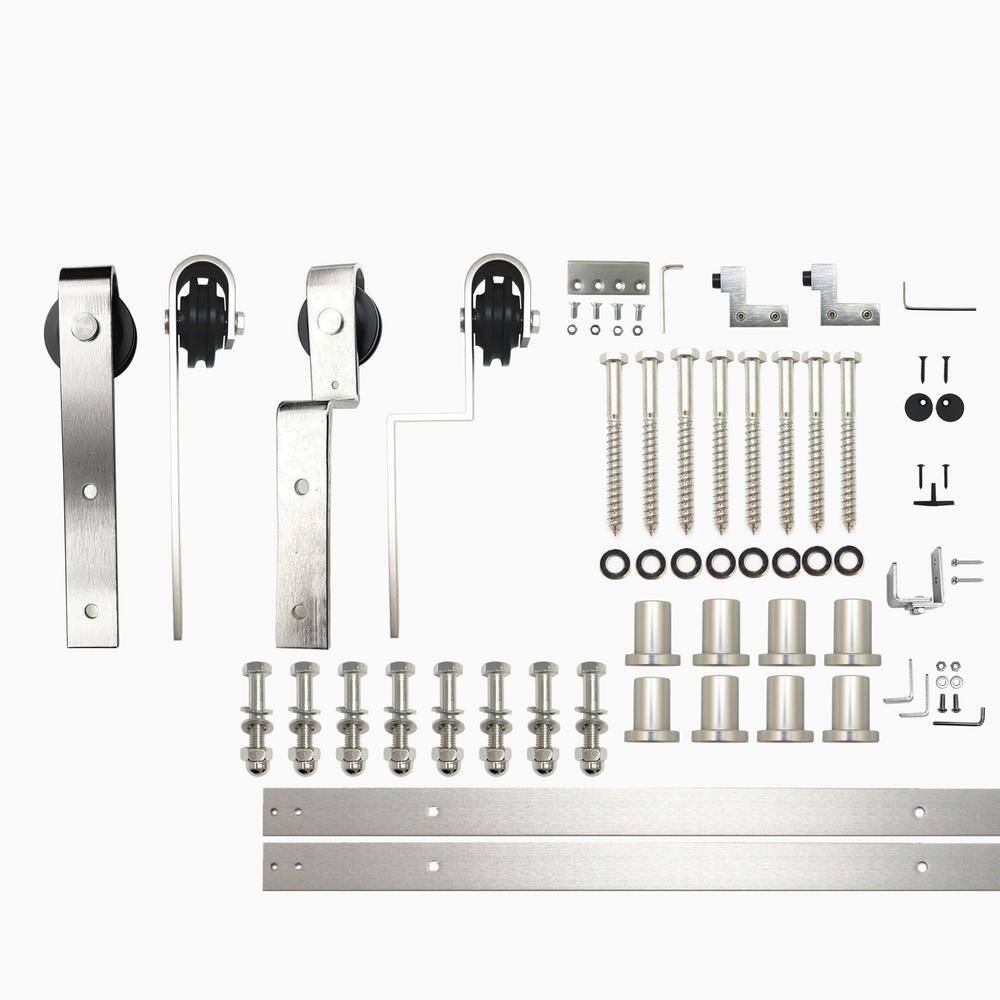 11 ft./132 in. Brushed Nickel Single Track Bypass Sliding Barn Door Track and Hardware Kit for Double Doors price history on PriceWatchPro