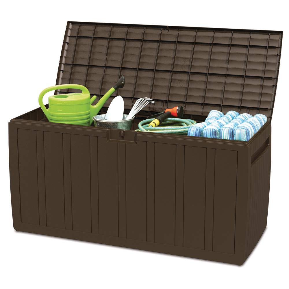 Brown Lockable Plastic Outdoor Storage Deck Box